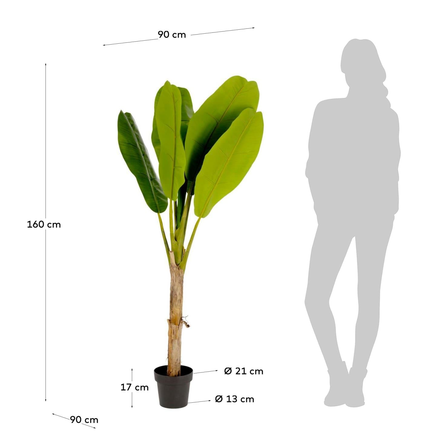 Kave Home Bananenbaum Kunstpflanze 160 cm Grün, Schwarz- #AA5695
