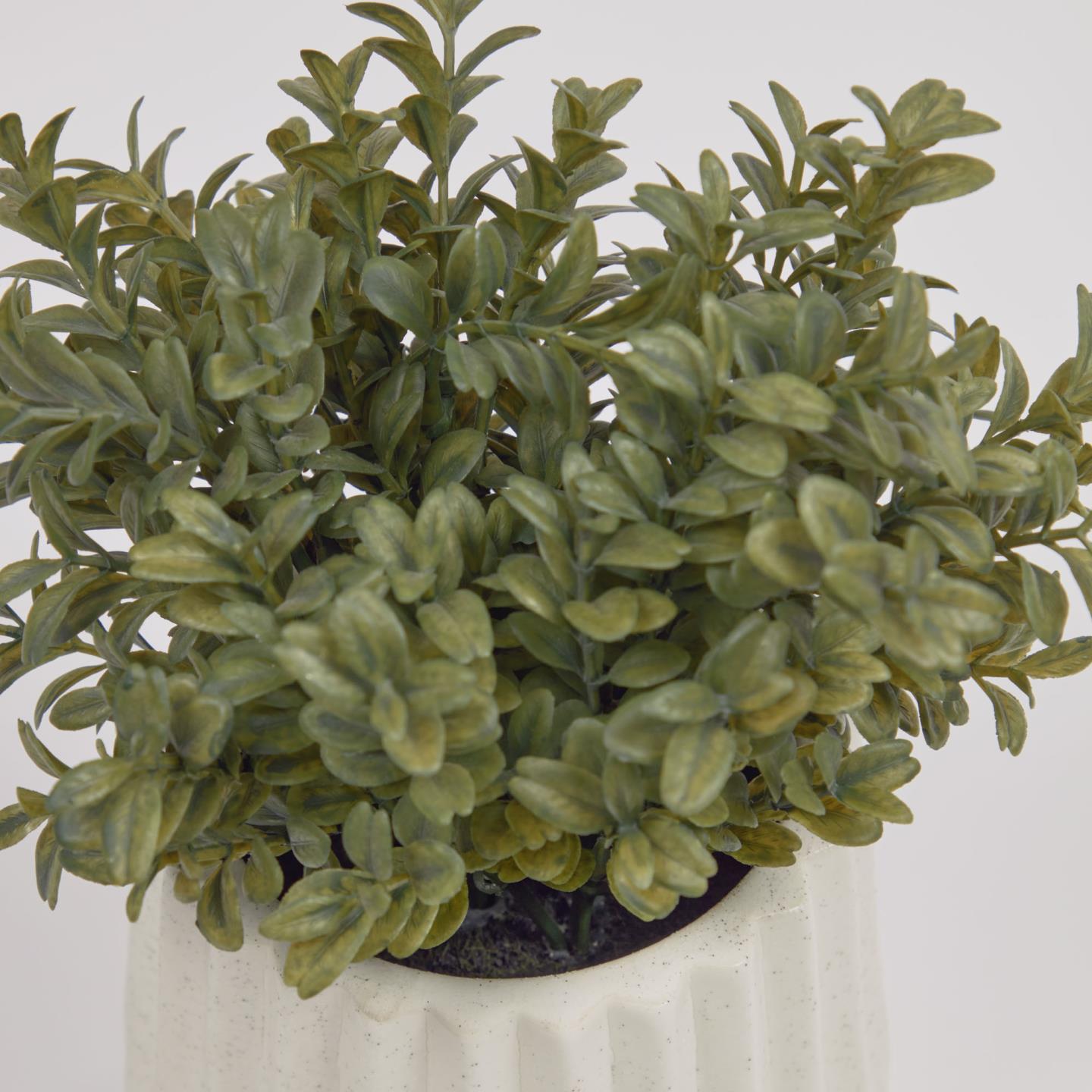 Kave Home Milan Leaves Kunstpflanze mit Keramiktopf weiß 23,5 cm Weiß- #AA7287