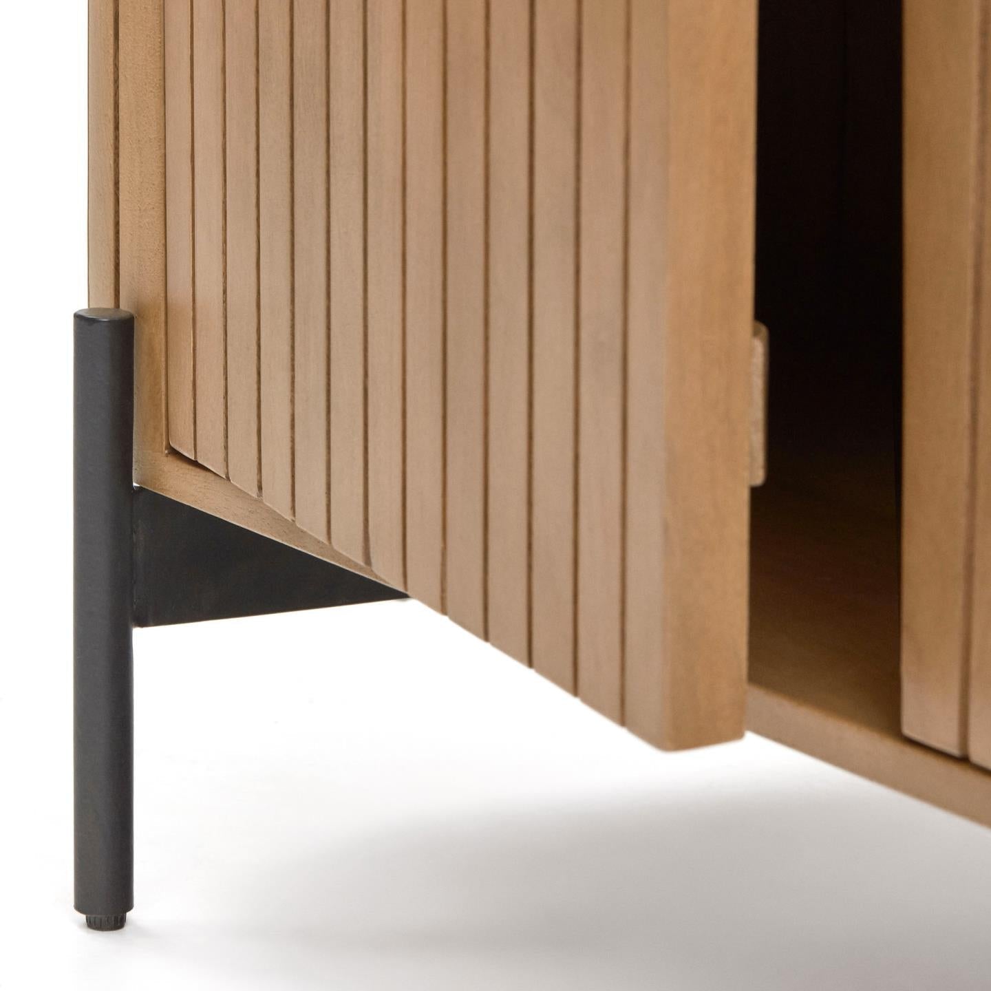 Kave Home Licia Highboard 2 Türen aus massivem Mangoholz und schwarz lackiertem Metall 120 x 80 cm Natur- #M0100001MM46