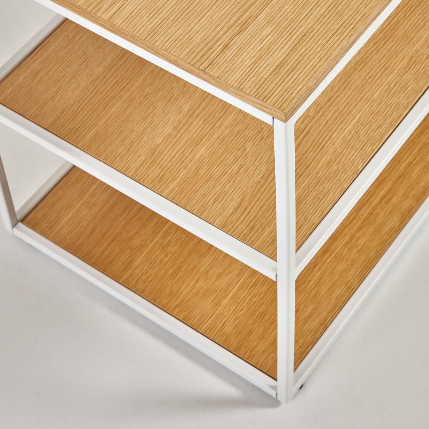 Kave Home TV-Möbel Yoana aus Eichenfurnier und Metallgestell weiß 160 x 40 cm Natur, Weiß- #T0600022MM40