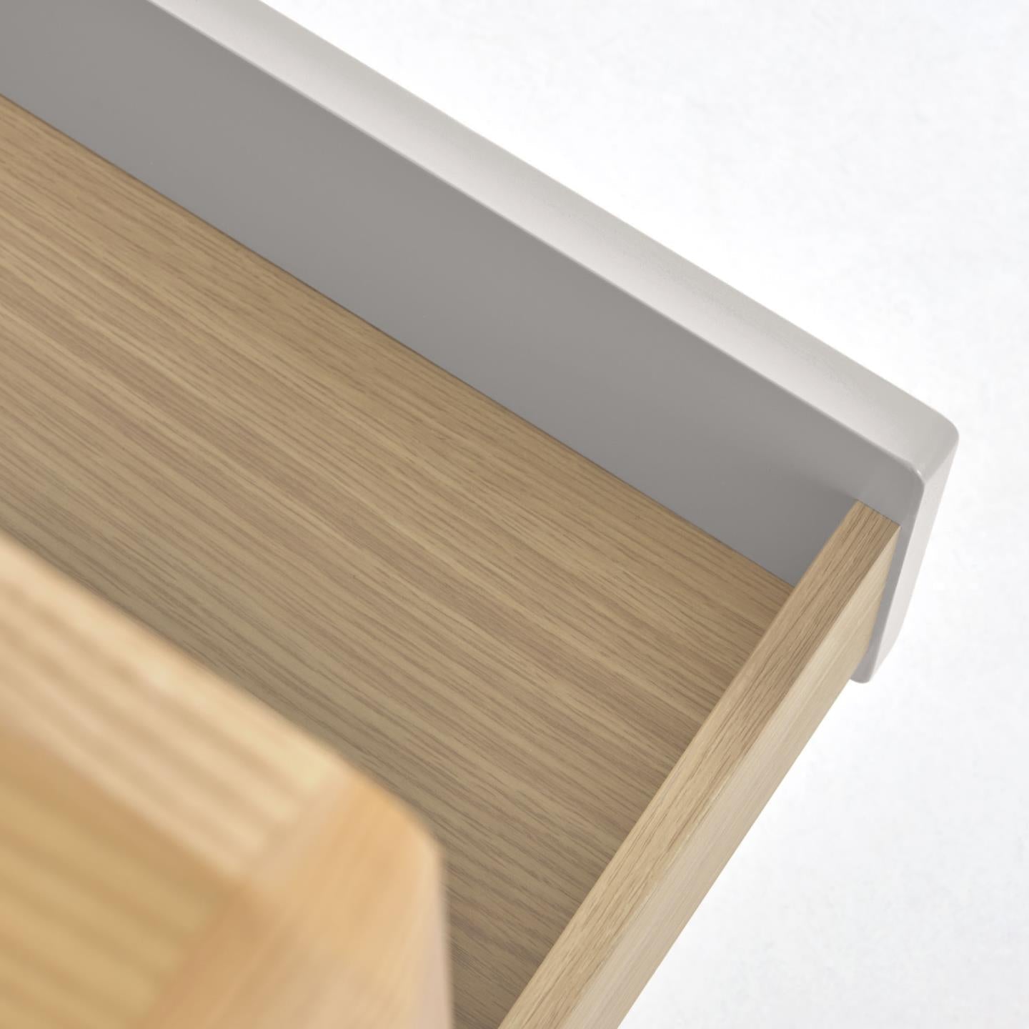 Kave Home Anielle Kommode mit 3 Schubladen aus massiver Esche und Eschenfurnier 99 x 78,5 cm Natur, Grau- #YG0130M46