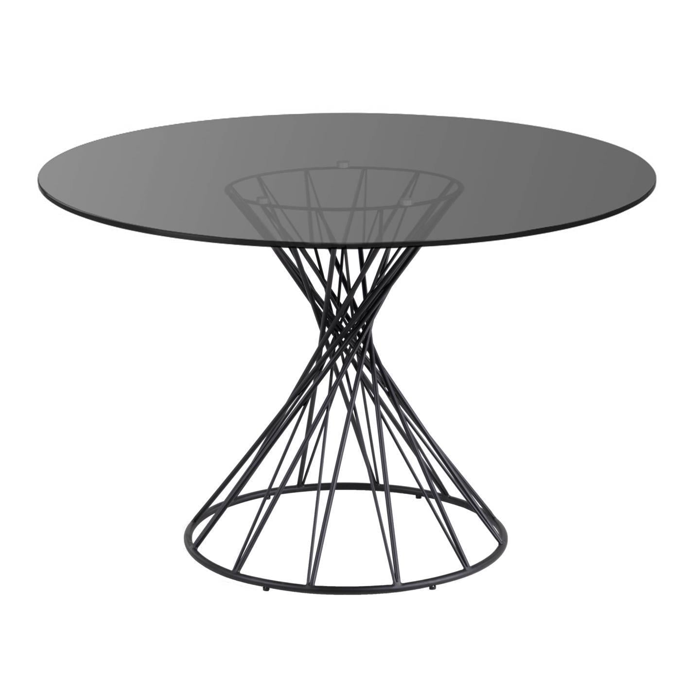 Kave Home Niut runder Tisch aus Glas und Stahlbeine mit schwarzem Finish Ø 120 cm Schwarz-CC1838C15 #CC1838C15