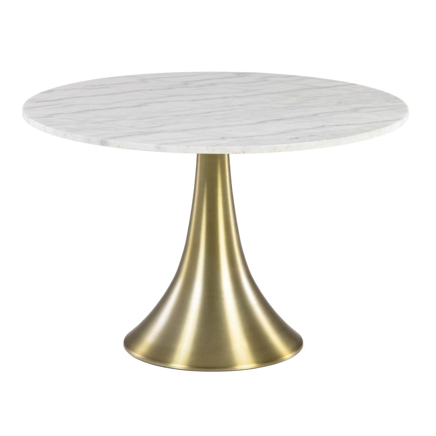 Kave Home Oria runder Tisch aus weißem Marmor und goldenen Stahlbeinen Ø 120 cm Gold-CC1841PR05 #CC1841PR05