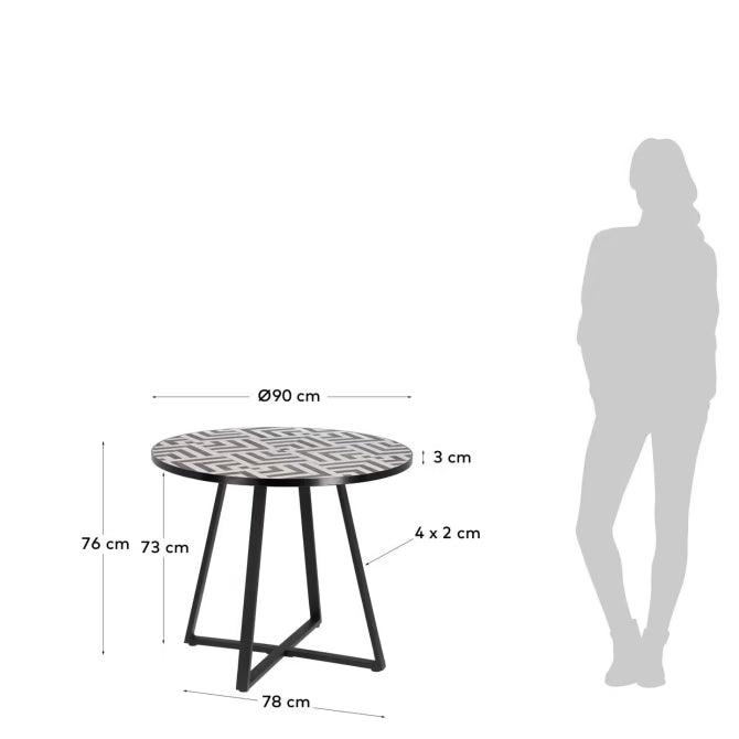 Kave Home Tella runder Tisch aus weißer und schwarzer Keramik Ø 90 cm Schwarz-CC5118K05 #CC5118K05
