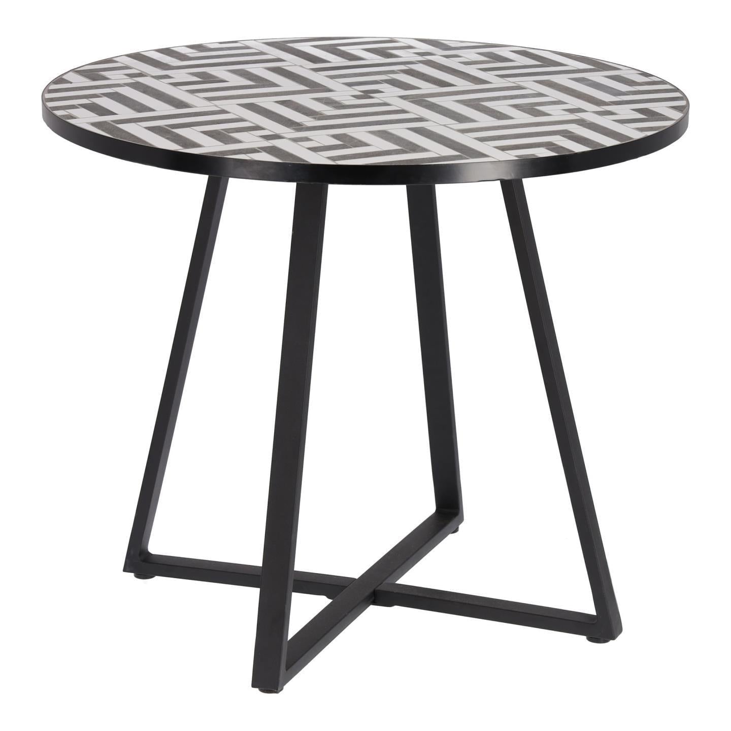 Kave Home Tella runder Tisch aus weißer und schwarzer Keramik Ø 90 cm Schwarz-CC5118K05 #CC5118K05