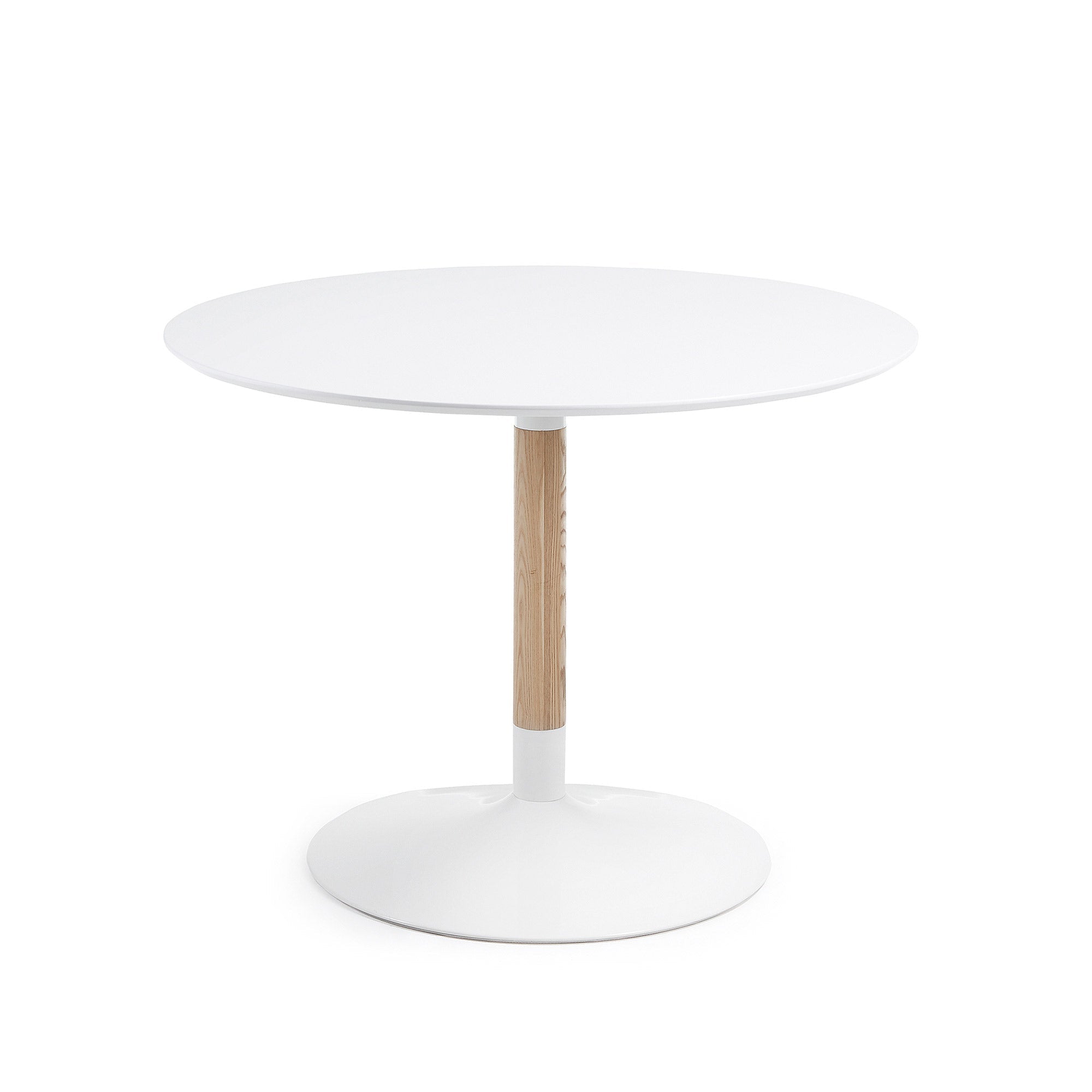 Kave Home Trick runder Tisch aus massiver Esche Weiß-110 x 110 x 75 cm-CC0092L05 #CC0092L05