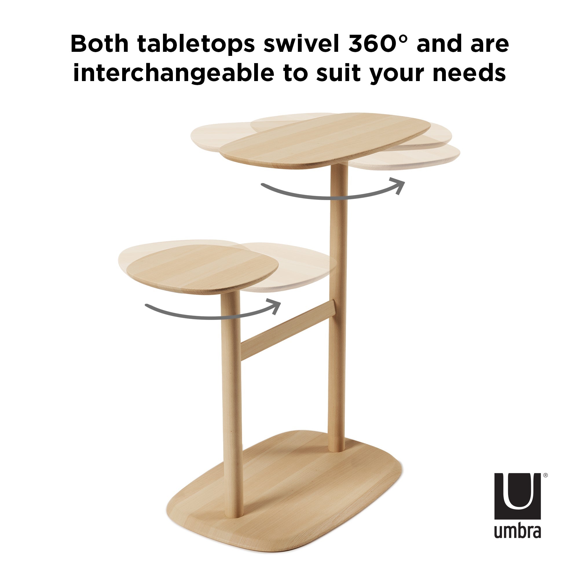 Umbra Swivo Beistelltisch und Nachttisch mit zwei schwenkbaren Tischplatten - #
