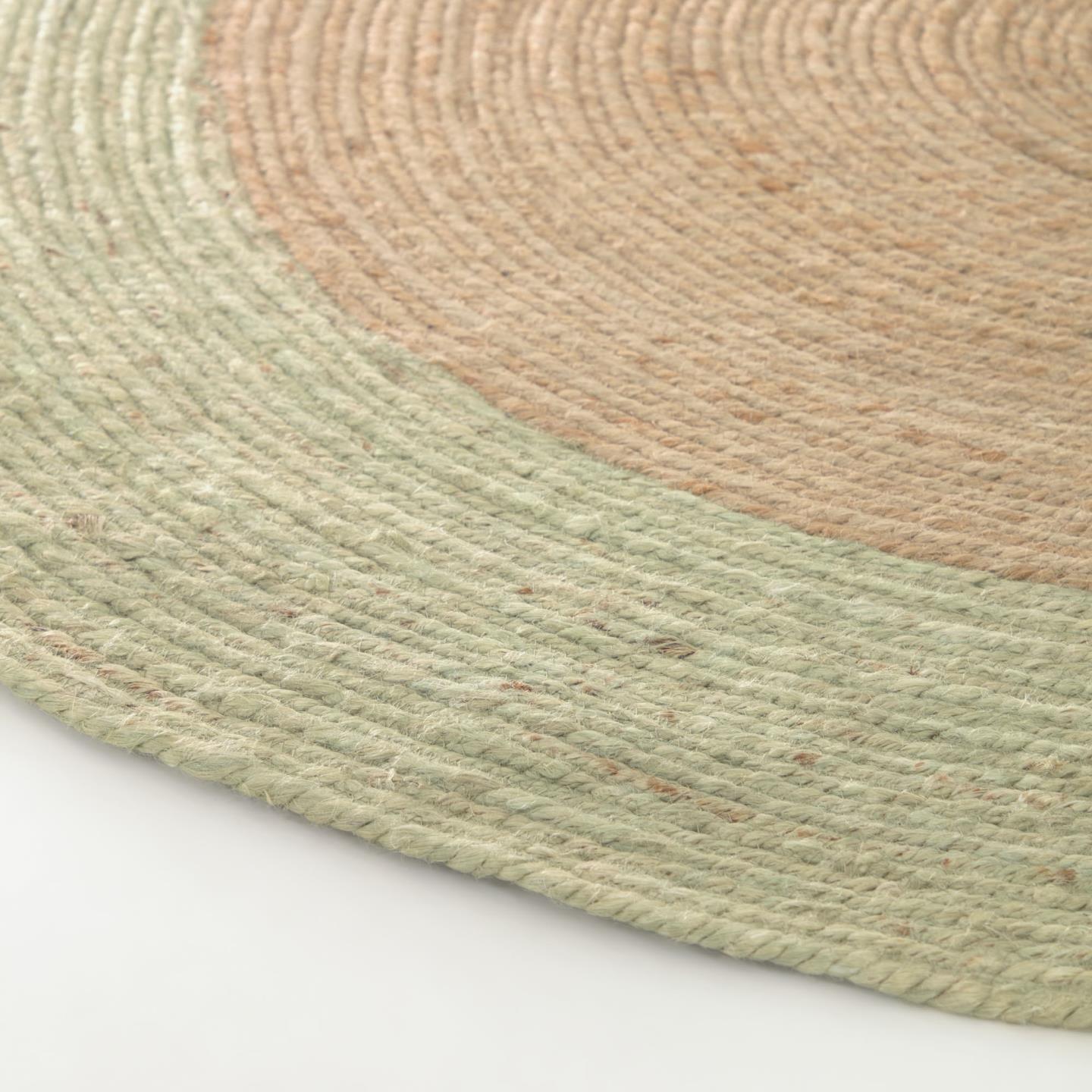 Kave Home Adabel runder Teppich aus natürlicher Jute grün Ø 120 cm Natur, Grün- #AA7276FN20