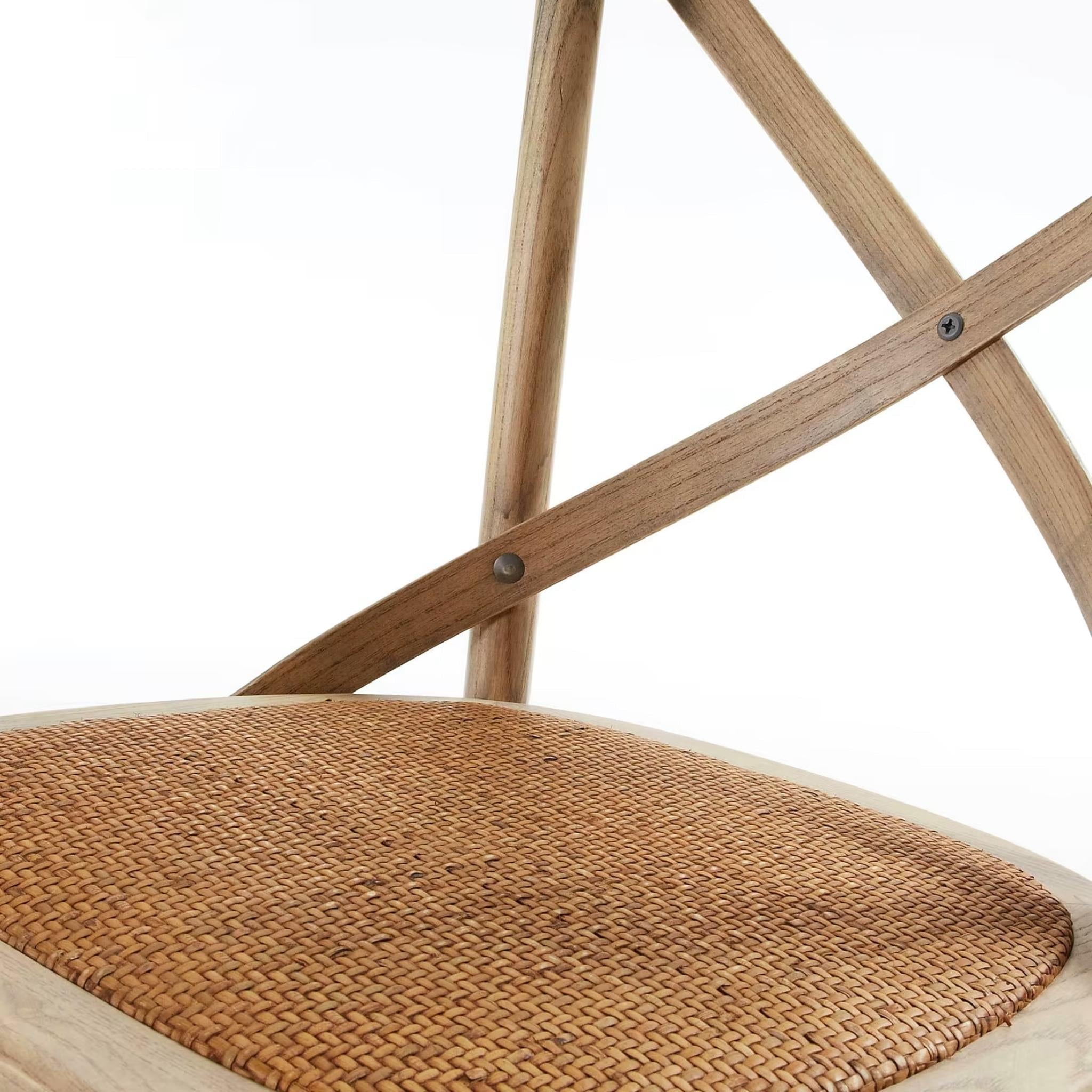 Kave Home - Alsie Stuhl  aus massivem Ulmenholz mit natürlichem Finish - SKU #C416M46 - Sitzfläche aus Rattan