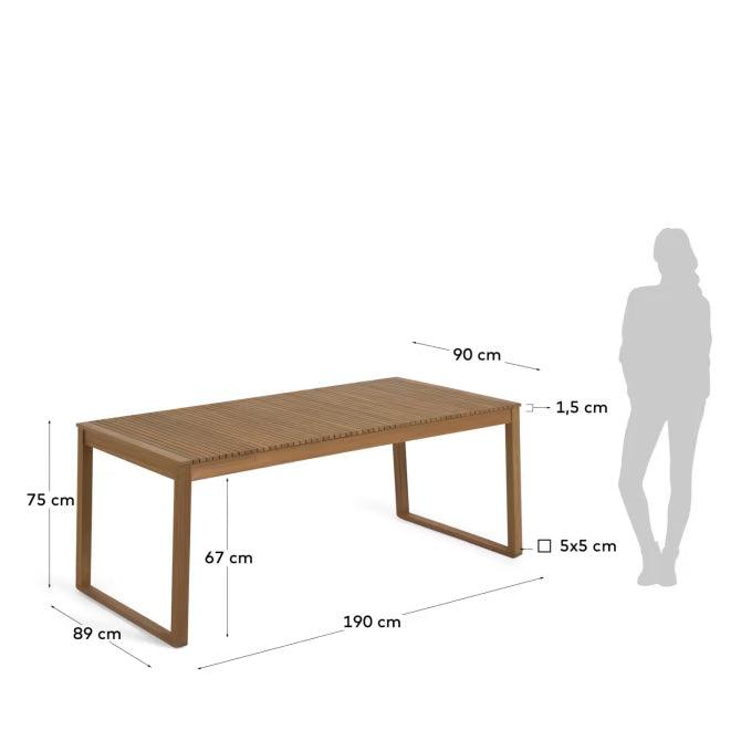 Kave Home Emili Outdoor Tisch aus massivem Akazienholz 180 x 90 cm FSC 100% Natur-CC2174M46 #CC2174M46