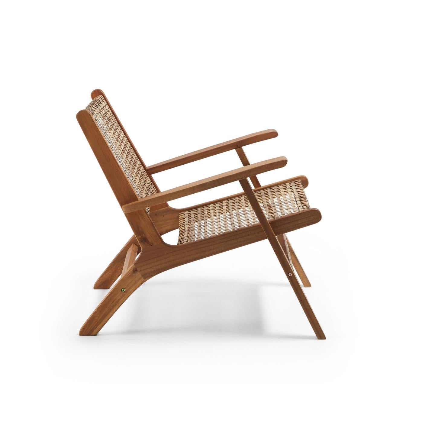 Kave Home Grignoon Sessel aus massivem Akazienholz und geflochtenem Rattan - SKU #CC1059M46 in Farbe Natur-Beige 02