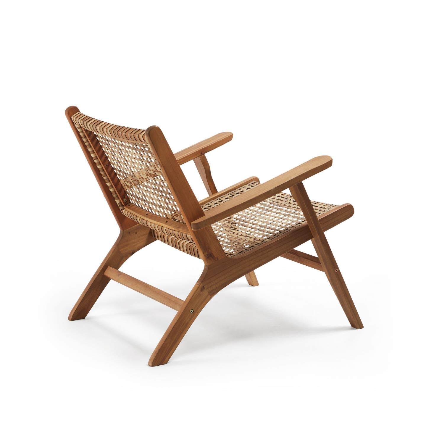 Kave Home Grignoon Sessel aus massivem Akazienholz und geflochtenem Rattan - SKU #CC1059M46 in Farbe Natur-Beige 03