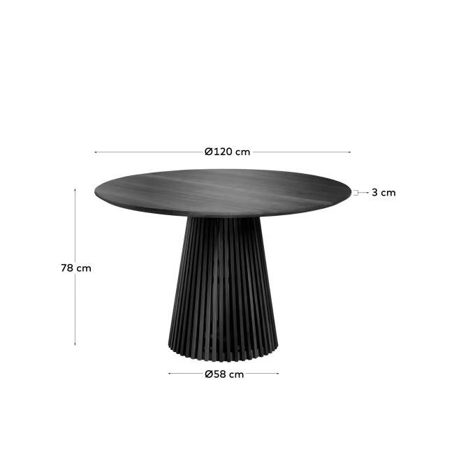 Kave Home Jeanette runder Tisch aus massivem schwarzem Mindiholz Ø 120 cm Schwarz-CC1939M01 #CC1939M01
