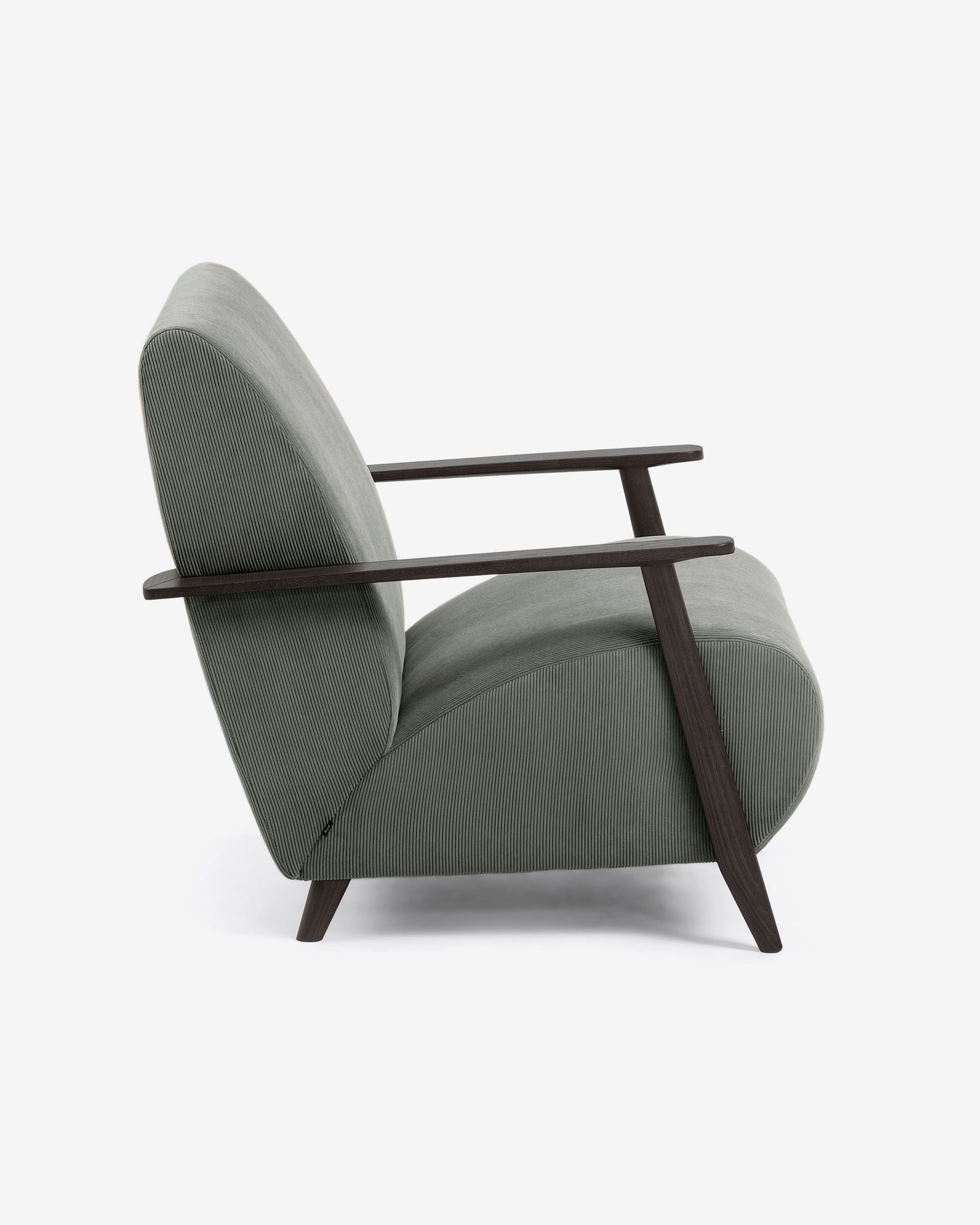 Kave Home Sessel Meghan - SKU #S517PN15 in Farbe Grau - Beine in Dunkelbraun - Seite