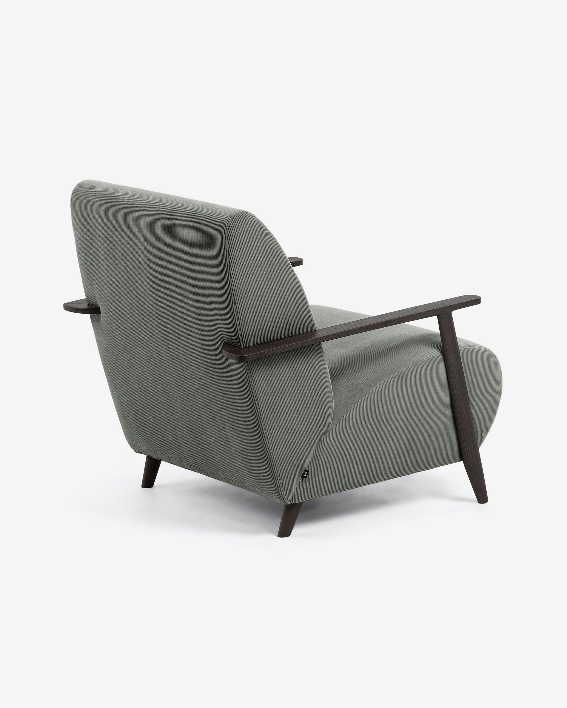 Kave Home Sessel Meghan - SKU #S517PN15 in Farbe Grau - Beine in Dunkelbraun - hinten