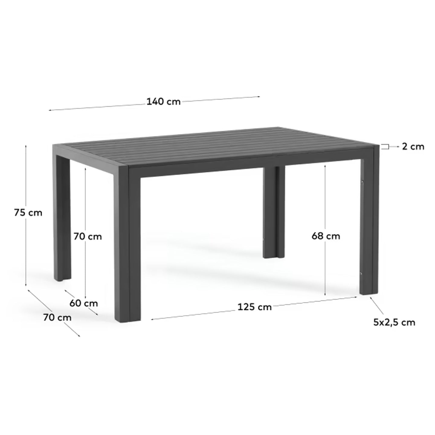 Kave Home Sirley Gartentisch aus Aluminium schwarz - SKU#AB513N01