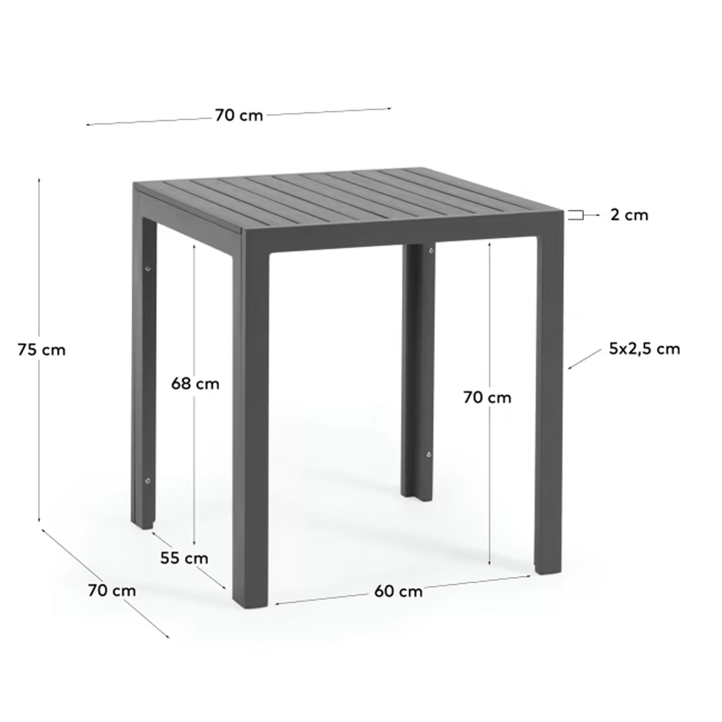 Kave Home Sirley Gartentisch aus Aluminium schwarz - SKU#AB509N01