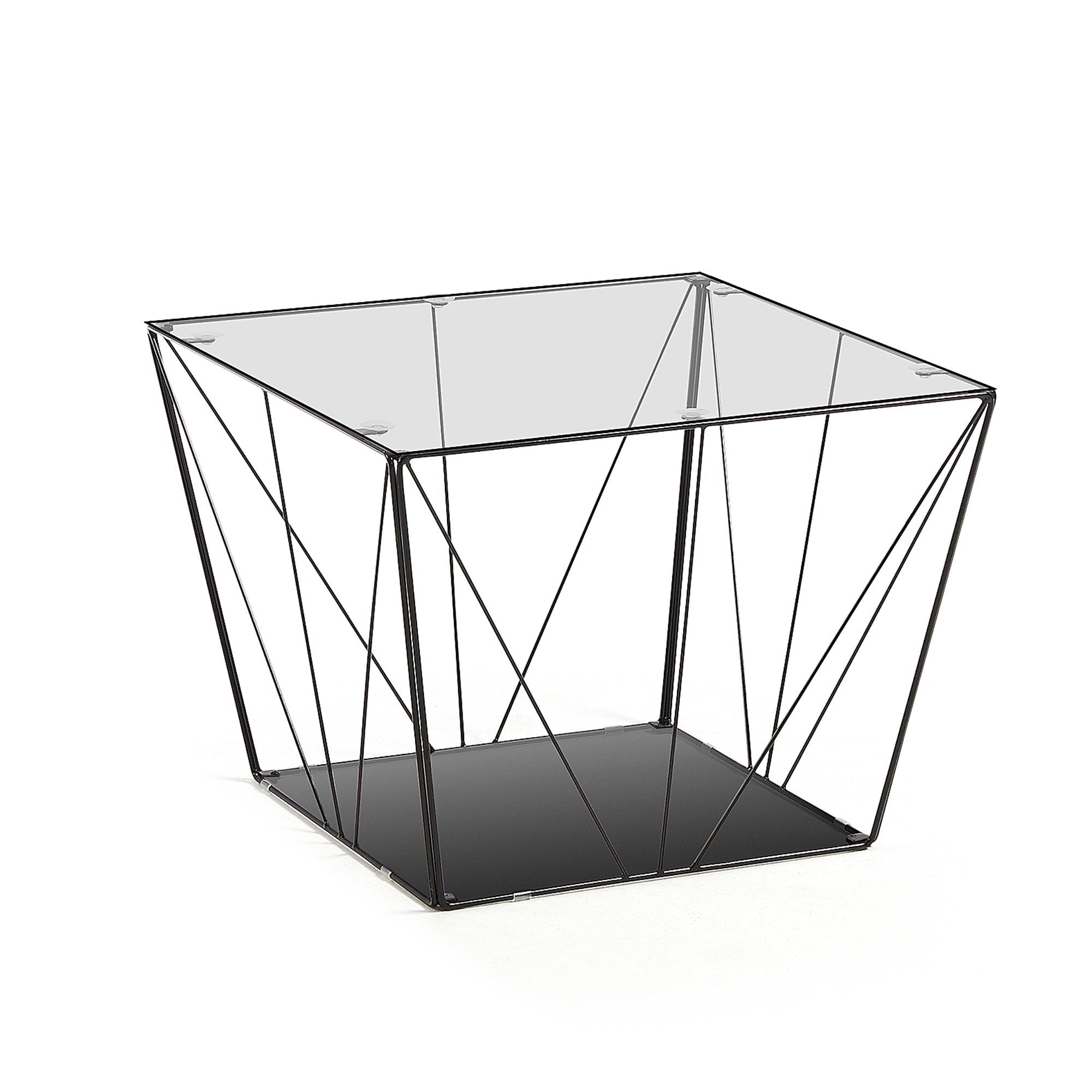 Kave Home Tilo Couchtisch aus Glas und Struktur aus Stahl 60 x 60 cm Schwarz-CC1102C01 #CC1102C01