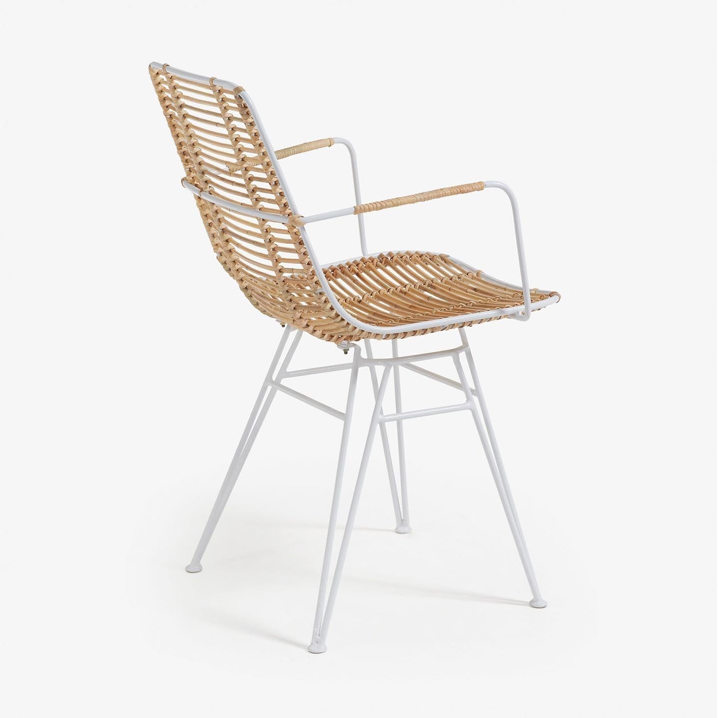 Kave Home Tishana Stuhl aus aus Rattan und Stahl weiß - SKU #C824E05 in Farbe weiß1