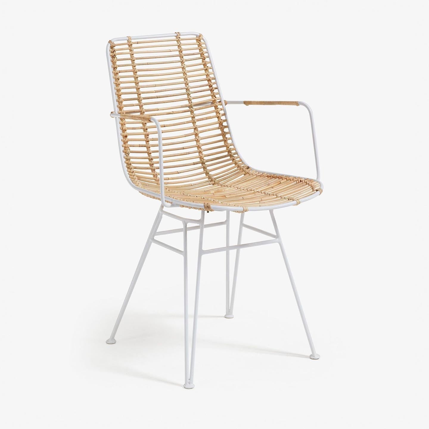 Kave Home Tishana Stuhl aus aus Rattan und Stahl weiß - SKU #C824E05 in Farbe weiß1