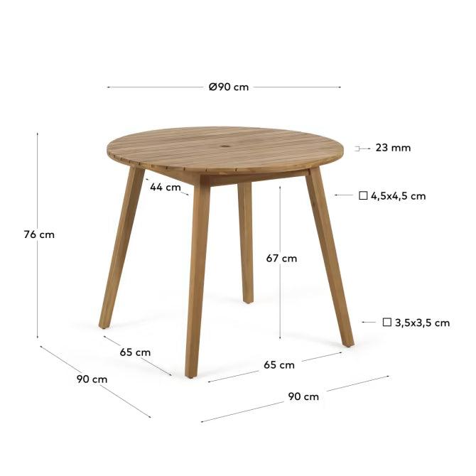 Kave Home Vilma runder Gartentisch aus massivem Akazienholz Ø 90 cm FSC 100% Natur-LH0376M46 #LH0376M46