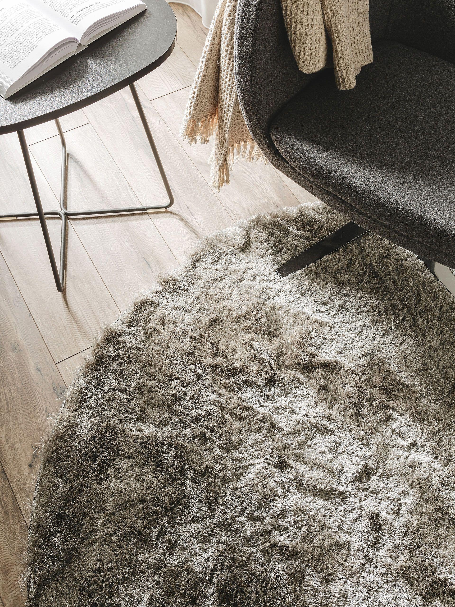 benuta Nest Hochflorteppich Whisper Grau rund