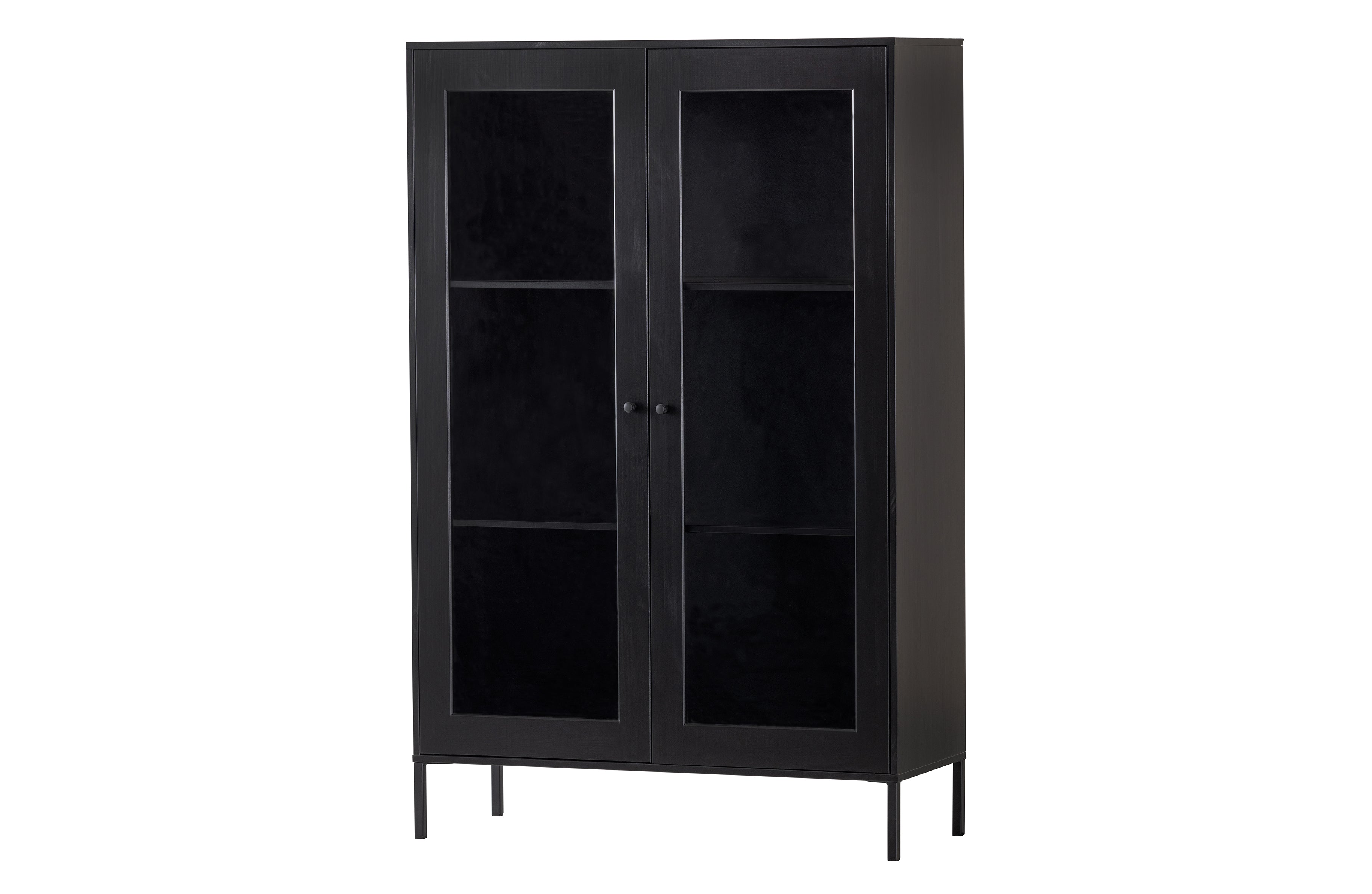 WOOOD Xam Vitrine Schrank Kiefer Schwarz [fsc]