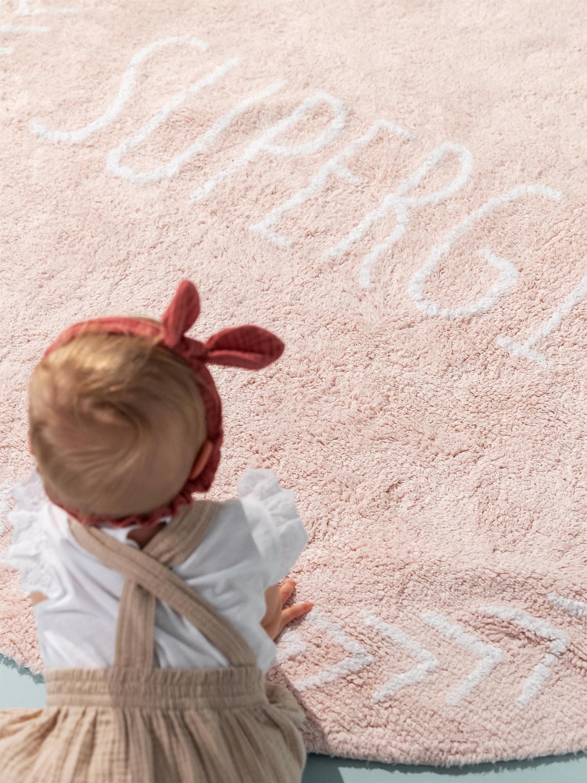 Lytte Waschbarer Kinderteppich Inka Rosa rund