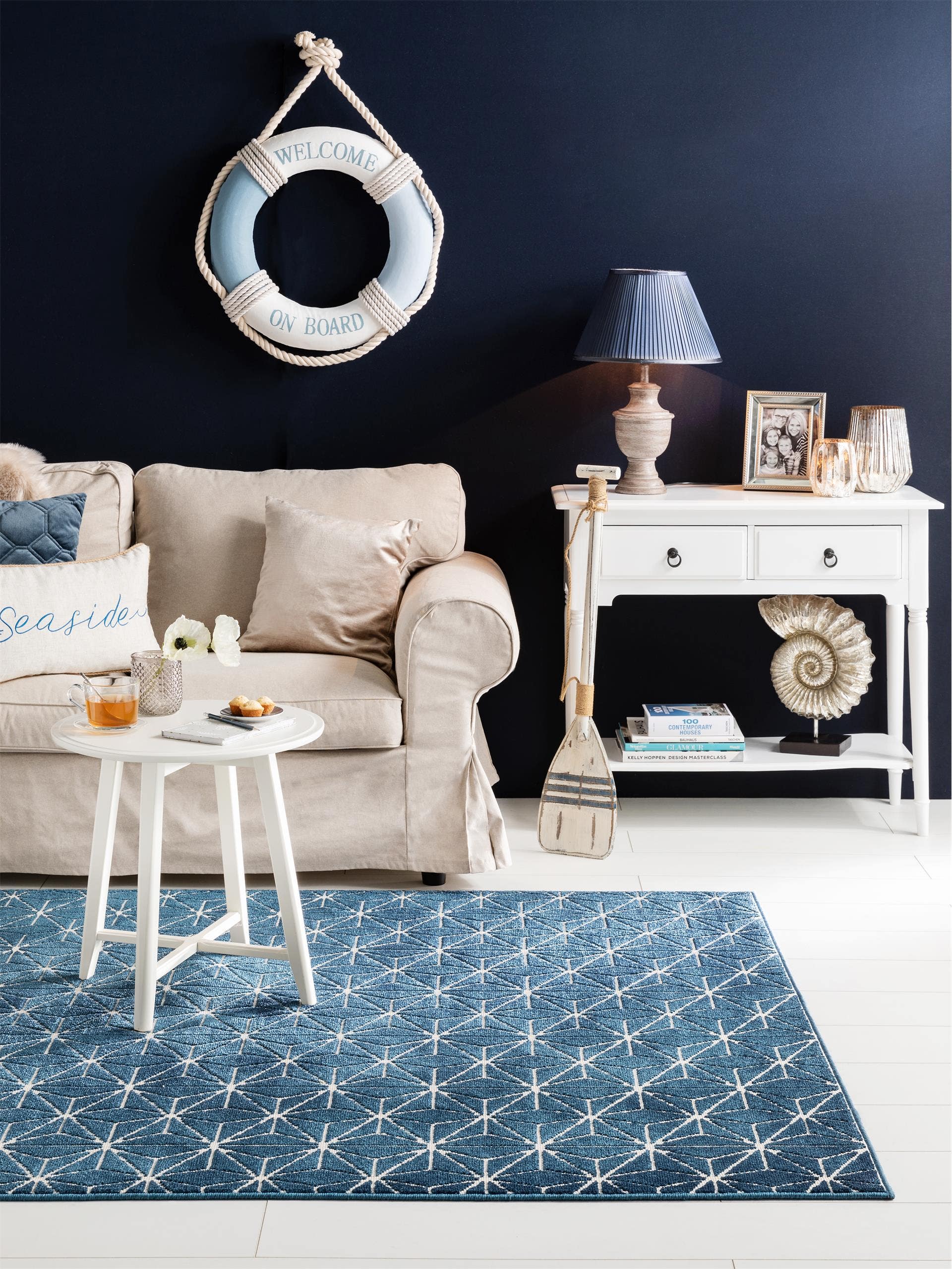 benuta Teppich Diamond Blau