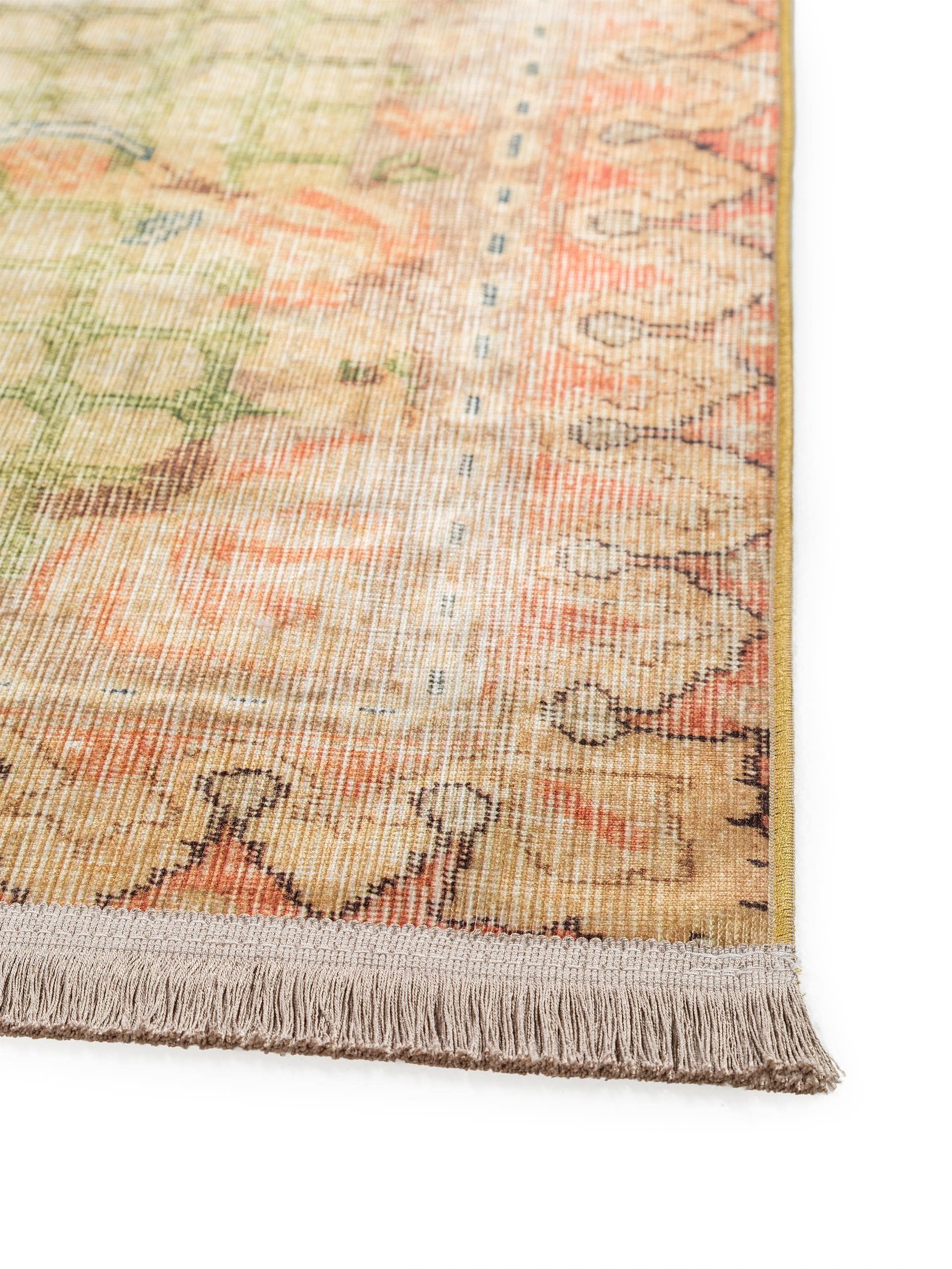 benuta Teppich mit Print Siljan Beige/Grün