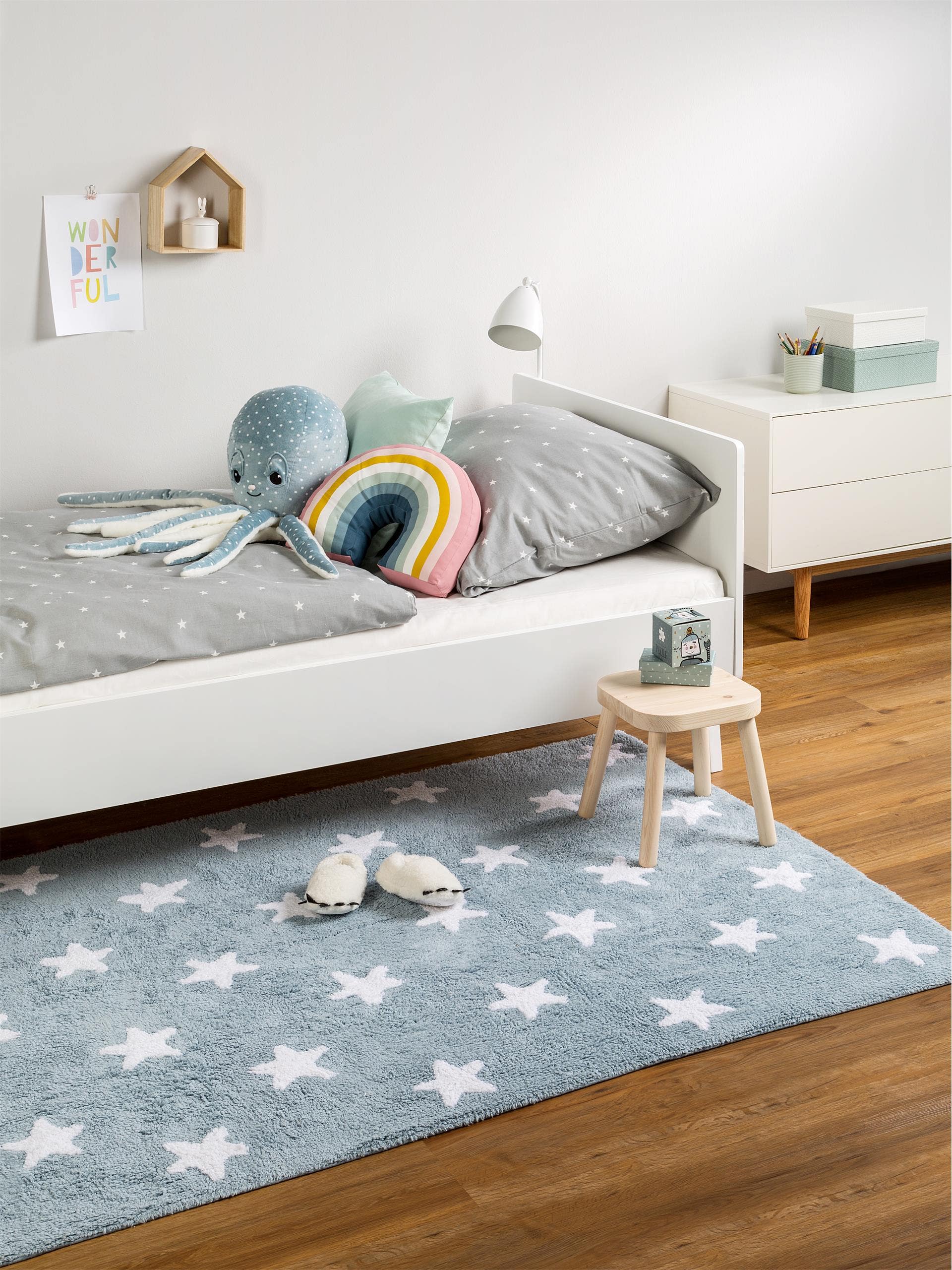 Lytte Waschbarer Kinderteppich Bambini Blau